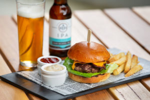 Puffing Billy's Classic Beef Burger, served at the Lakeside Visitor Centre's Railway Cafe.