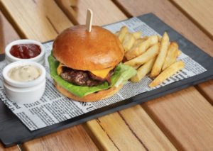 Classic Cheese Burger and chips
