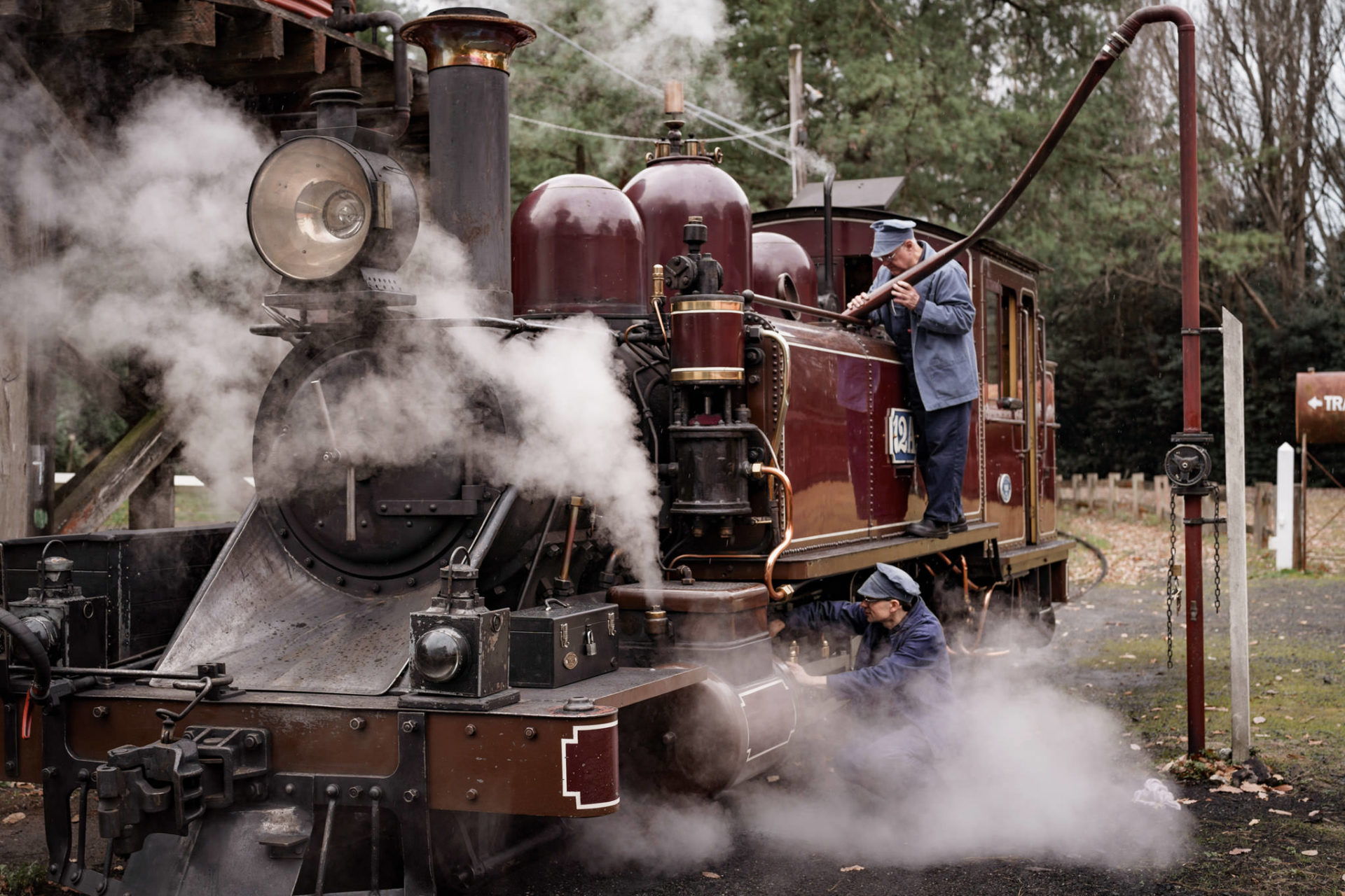 Locomotive Taking Water At Watertank Gembrook Station