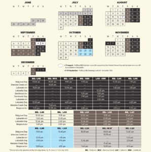 Puffing Billy Railway Timetable for 23 June to 8 December 2023.