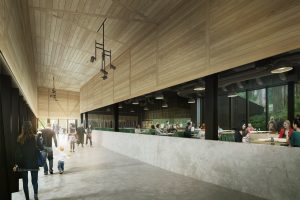 Render showing Puffing Billy's Lakeside Visitor Centre Cafe Corridor Render