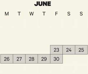 Puffing Billy timetable calendar 23-30 June 2023