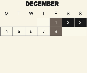 Puffing Billy timetable calendar December 2023