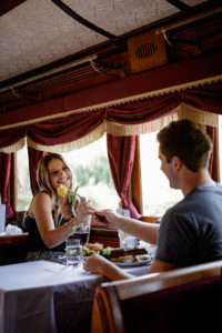 Couple on board Puffing Billy's Steam & Cuisine Luncheon